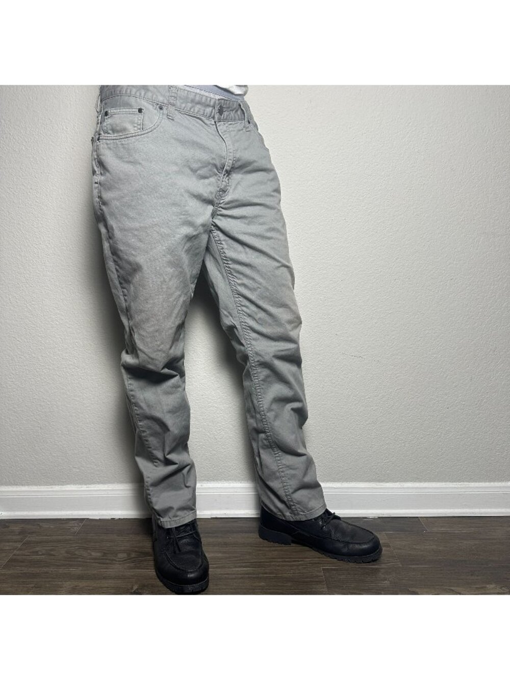 Kenneth Cole Denim Jean Pant Men 36x30 Grey Minimal Prep Straight Fit Casual